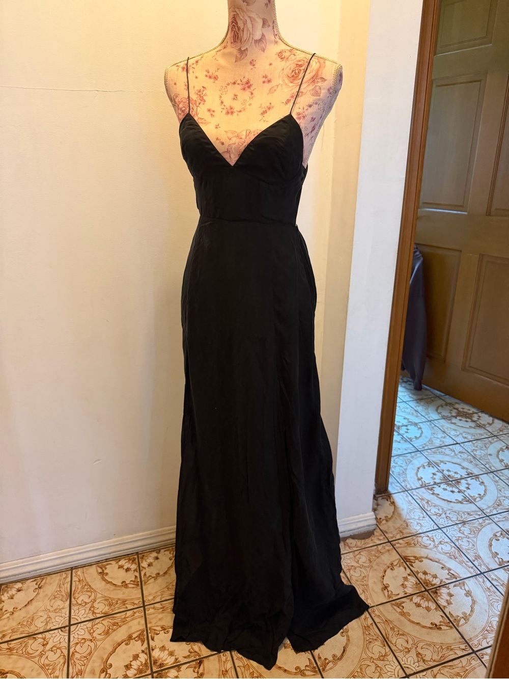 Classic Black Spaghetti-Strap Maxi Dress